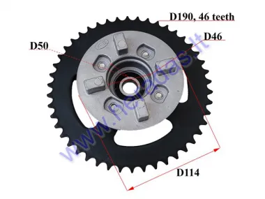 Rear sprocket with hub set 46teeth D190 4skD54, D70 ATV quad bike, motorcycle, moped chain type 428 fits CHAMP DELTA, CHAMP MONTANA