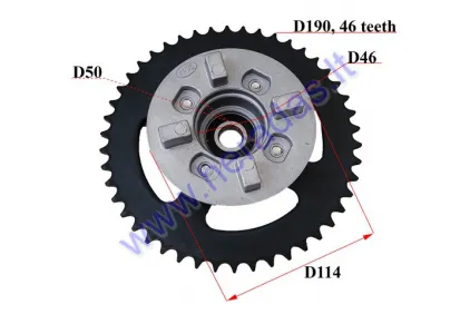 Rear sprocket with hub set 46teeth D190 4skD54, D70 ATV quad bike, motorcycle, moped chain type 428 fits CHAMP DELTA, CHAMP MONTANA