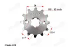 Žvaigždutė priekinė 12 dantų 420 grandinė ATV keturračio motociklo