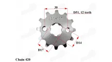 Žvaigždutė priekinė 12 dantų 420 grandinė ATV keturračio motociklo