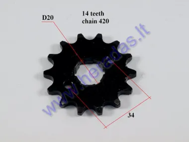 Front sprocket 14 teeth outer D61 inner D20 chain 7.7 for ATV quad bike