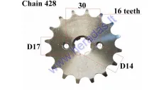 Front sprocket 16 teeth outerD70innerD17 chain8.6 for ATV quad bike