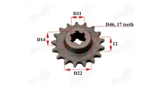 Žvaigždutė priekinė 17dant D46 D11/14 ATV keturračio motociklo T8F POCKET CROSS