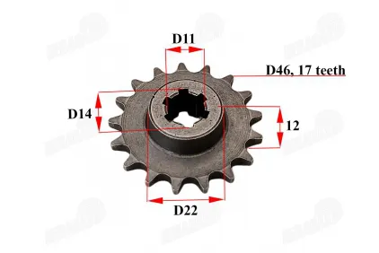 Žvaigždutė priekinė 17dant D46 D11/14 ATV keturračio motociklo T8F POCKET CROSS