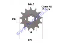 FRONT SPROCKET 13 TEETH 520 CHAIN DOut70  Din 20 fits MOTOLAND MTL250