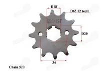 FRONT SPROCKET 12 TEETH 520 CHAIN fit to MOTOLAND MTL250