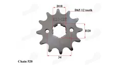 FRONT SPROCKET 12 TEETH 520 CHAIN fit to MOTOLAND MTL250