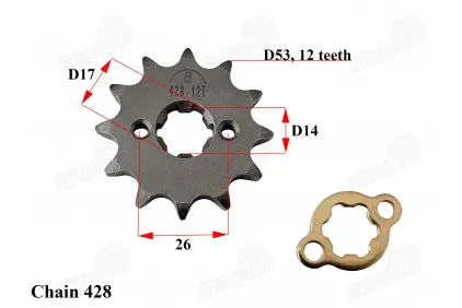 FRONT SPROCKET 12teeth 428 chain FOR ATV QUAD BIKE ENDURO